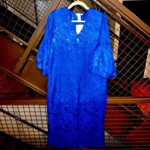 NWT H&M brocade blue long dress
